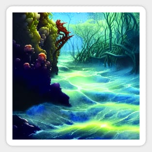 Mythical Plants in a Rough Sea with Big Waves, Scenery Nature Magnet